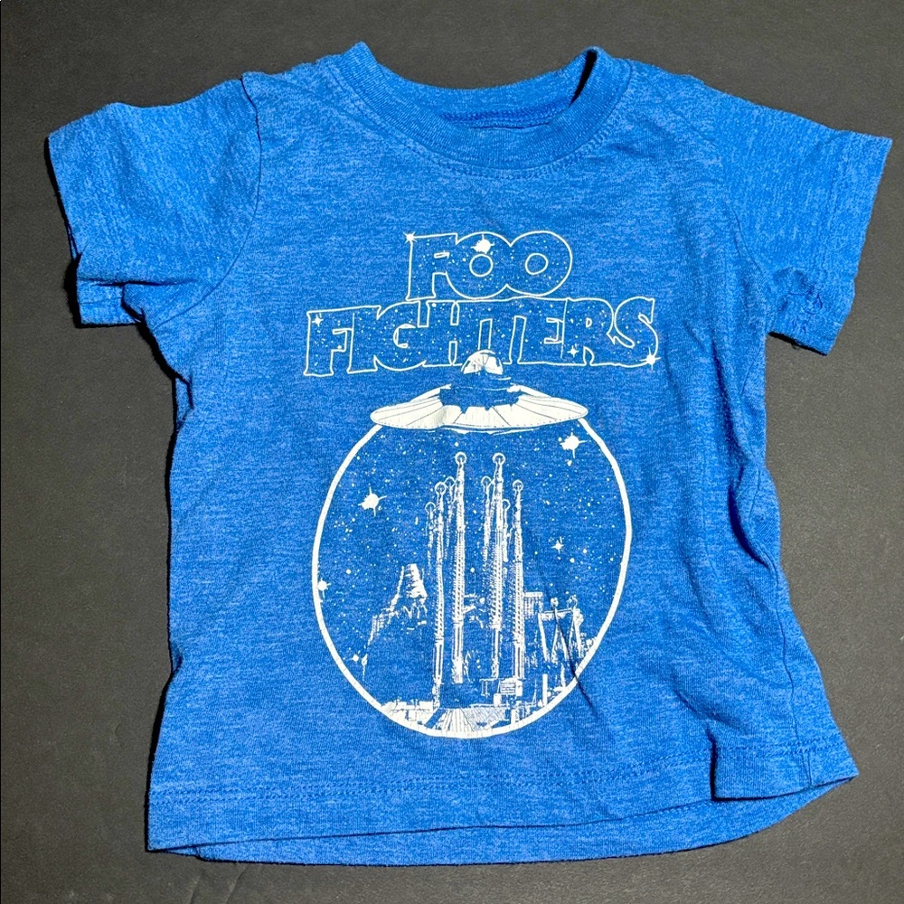 Toddler Foo Fighters Size 18T T-shirt Blue Short Sleeves Graphic Band Tee Rock